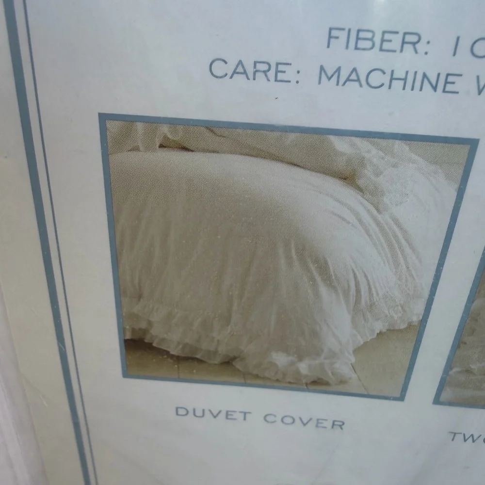 Simply Shabby Chic White Petticoat Lace Ruffled King 3-Piece Duvet Cover Set HTF